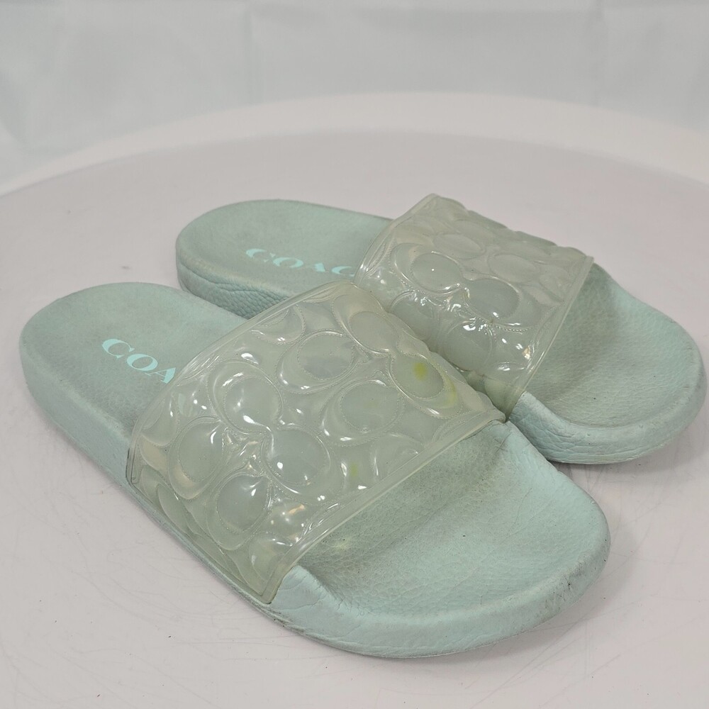Coach Unna Light Teal Signature Sport Slide/Slides Women 6 Jelly Flip Flops Spot - Picture 5 of 16